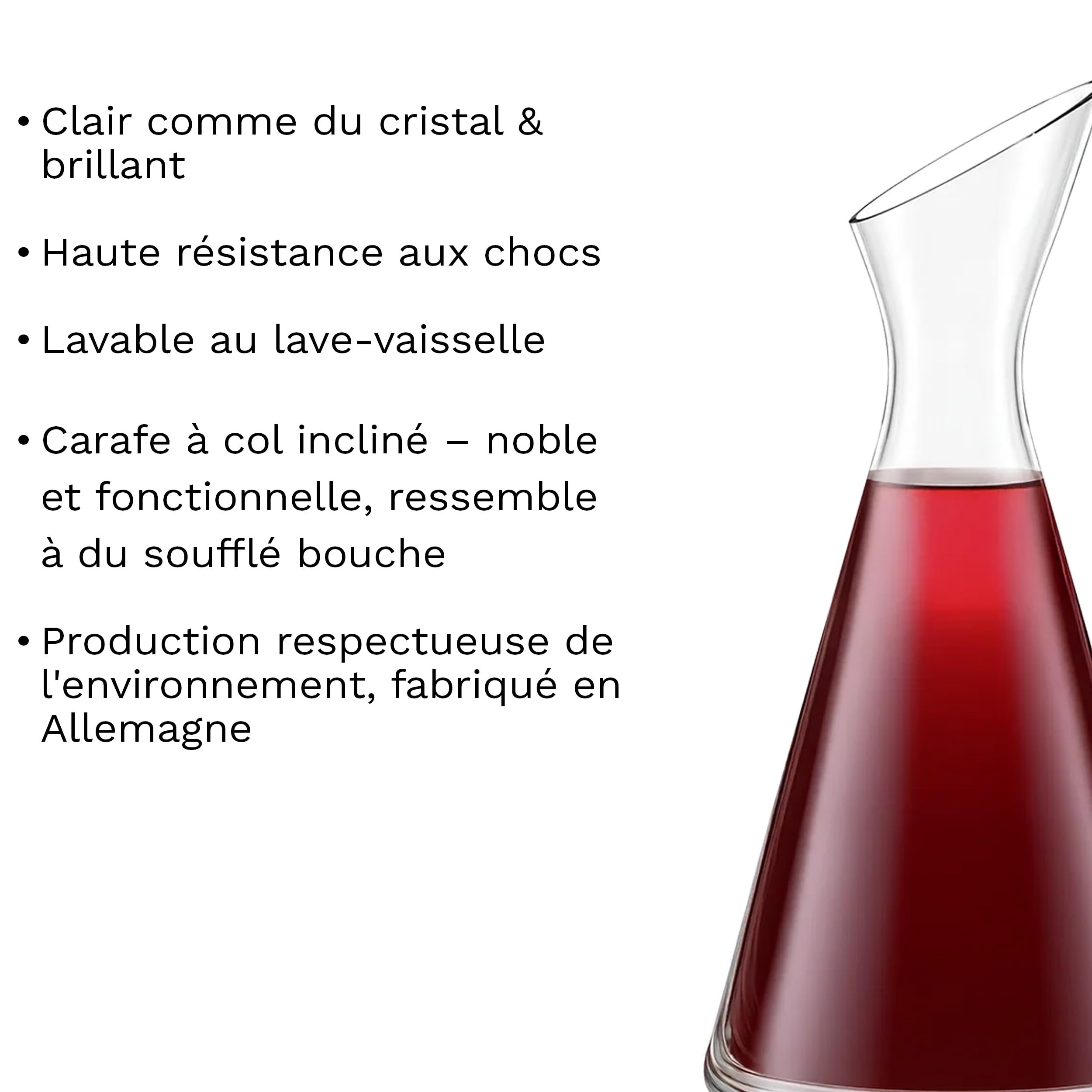 Carafe One for All Stölzle Lausitz 500 ml – Carafe en cristal soufflé bouche pour eau vin jus lait – Design incliné élégant – Fait main – Compatible lave-vaisselle – Fabrication allemande artisanale