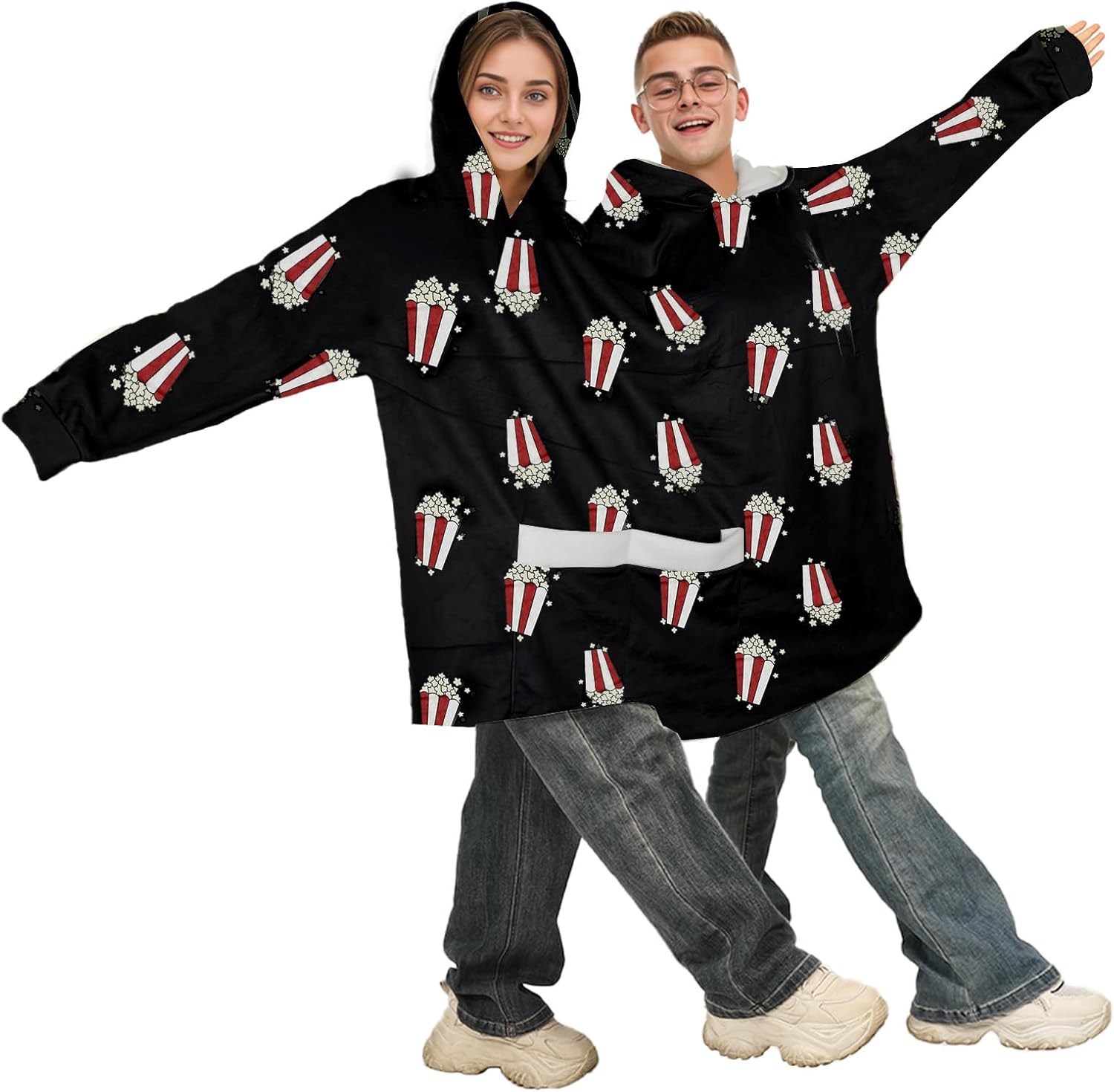 nezababy Matching Couples Pajamas Hoodies Funny Couple Onesies Two Person Flannel Blanket Clothes for Adult Bf and Gf - Image 2