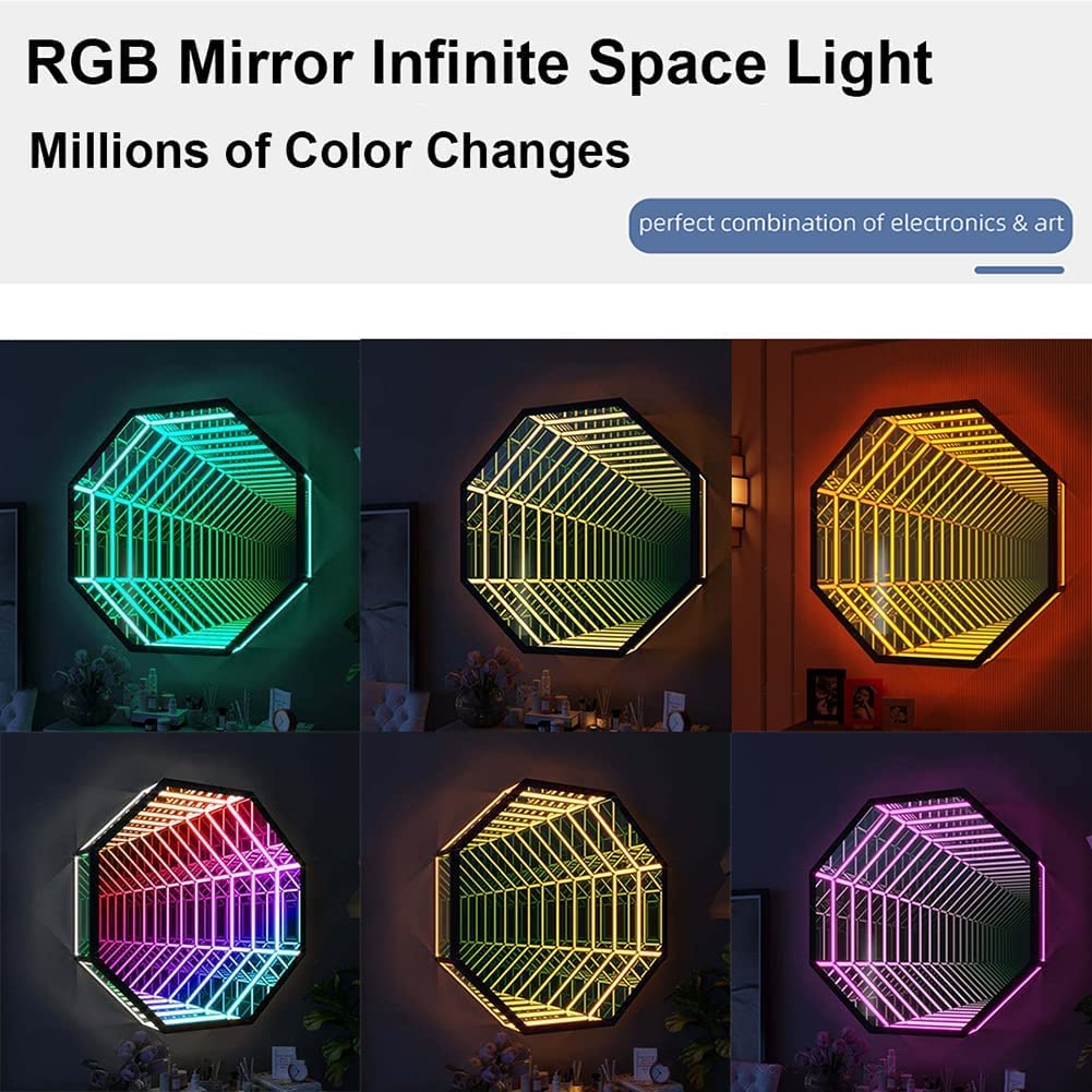 Tunnel Lamp 3D Mirror Wall Hanging Lights 3D Infinity Mirror Light Night Light for Christmas Birthday Party Kids — view 8