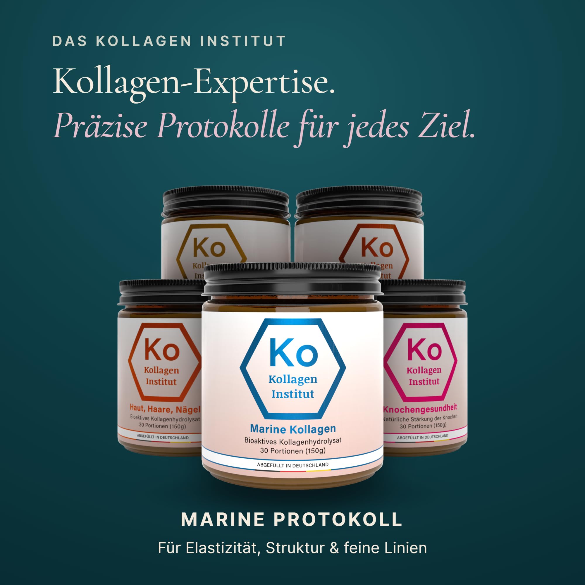 Kollagen Institut Polvere di collagene marino - 450 g (90 porzioni), peptidi di collagene bioattivo ad alto dosaggio, idrolizzato di collagene marino puro di alta qualità, polvere di collagene
