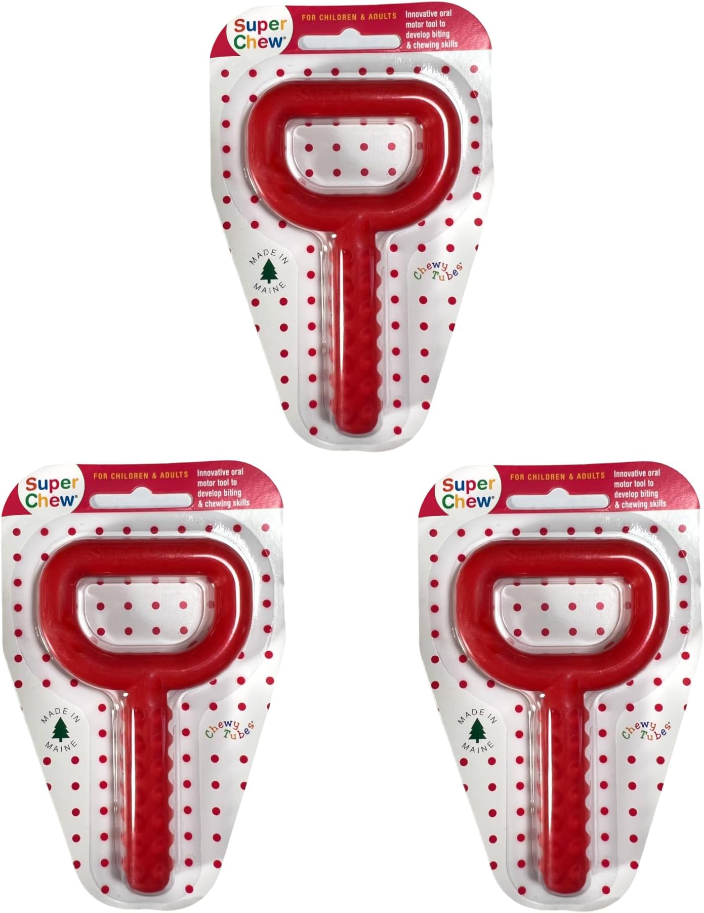 Speech Pathology Llc Chewy Tubes - Red Knobby Super Chew - Set of 3