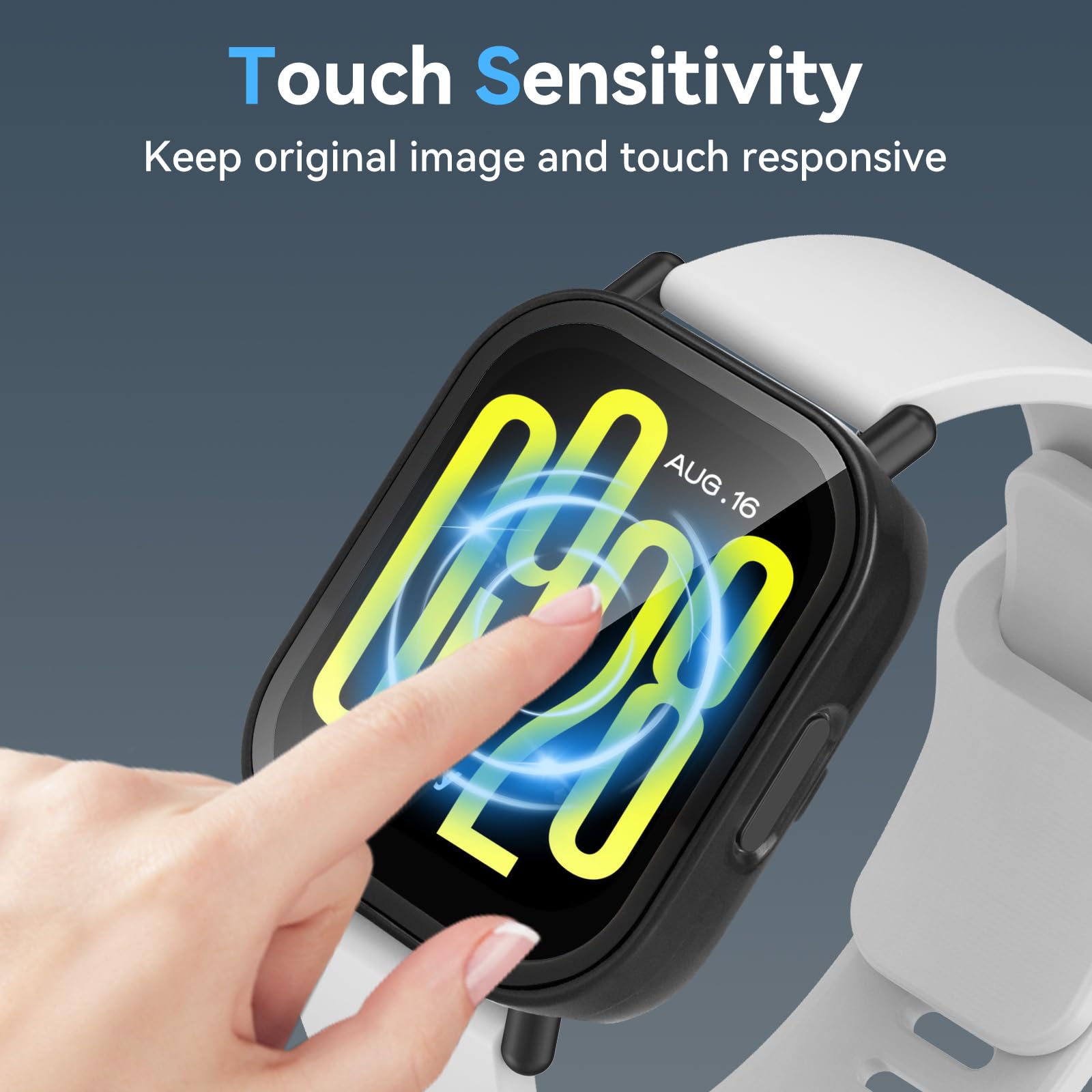 aceyoon 3 sztuki etui ochronne do Redmi Watch 5 Active, pełna ochrona, twarde etui z poliwęglanu (PC) i hartowane szkło ochronne HD z wysoką czułością, etui do Redmi Watch 5 Active