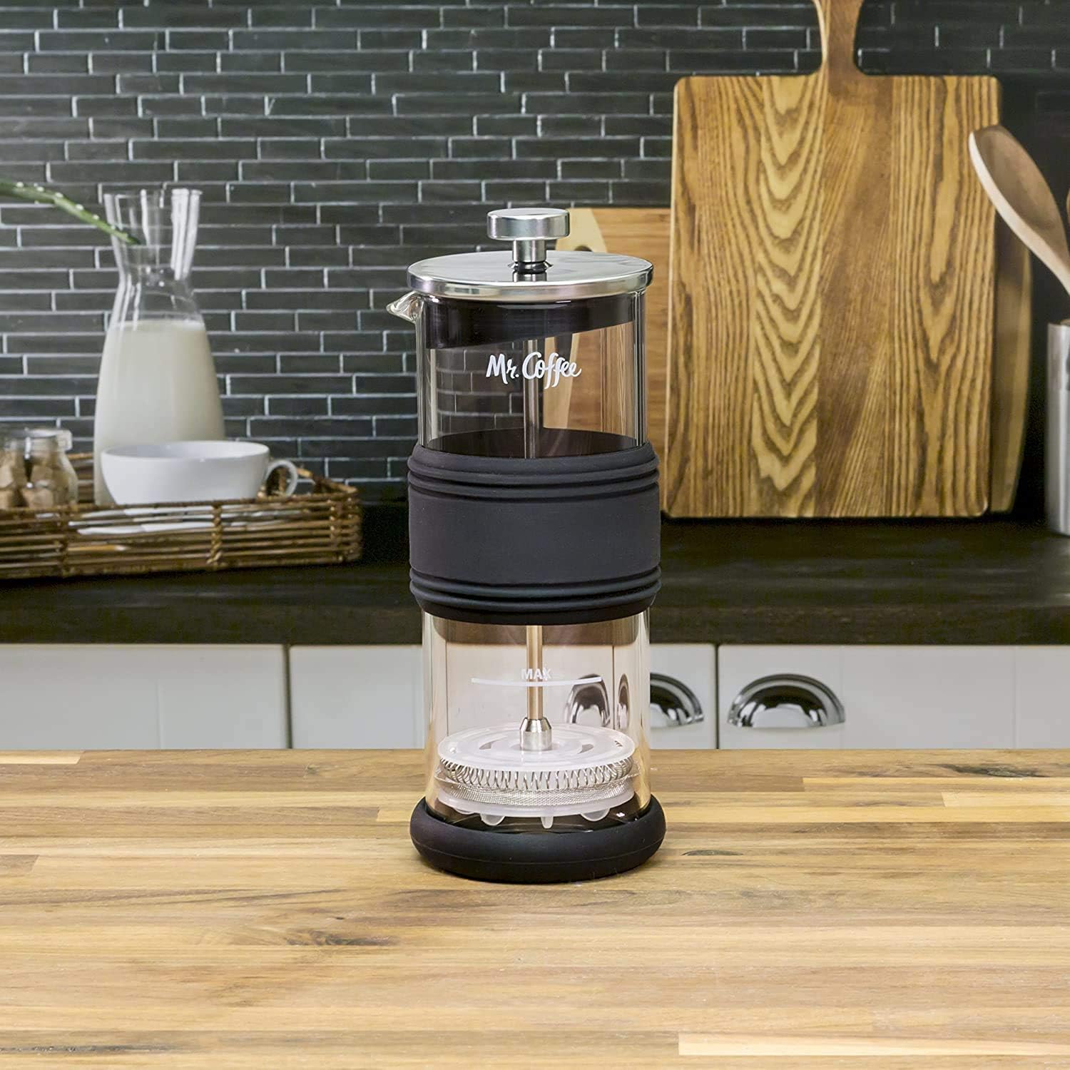 Mr. Coffee Manual Milk Frother, Glass Jar Home & Kitchen