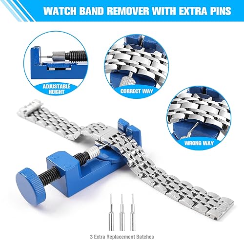 Miniatura 5 de BYNIIUR Watch Repair Kit, Watch Case Opener Spring Bar Tools, Watch Battery Replacement Tool Kit, Watch Band Link Pin Tool Set with Carrying Case