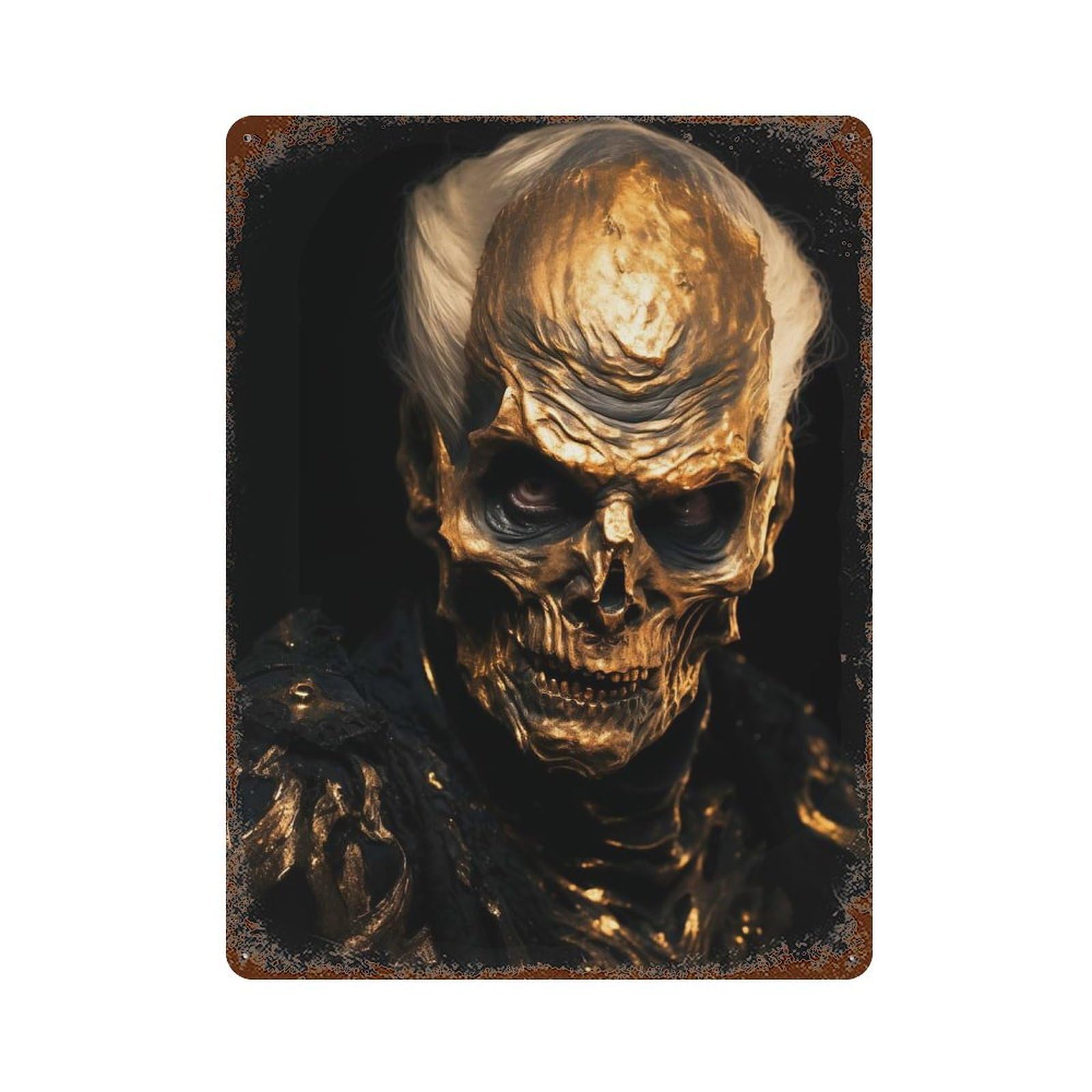 Black And Gold Old Man Decorative Tin Sign 15.7"x11.8", Shabby Chic Decor for Garage, Pub Or Kitchen