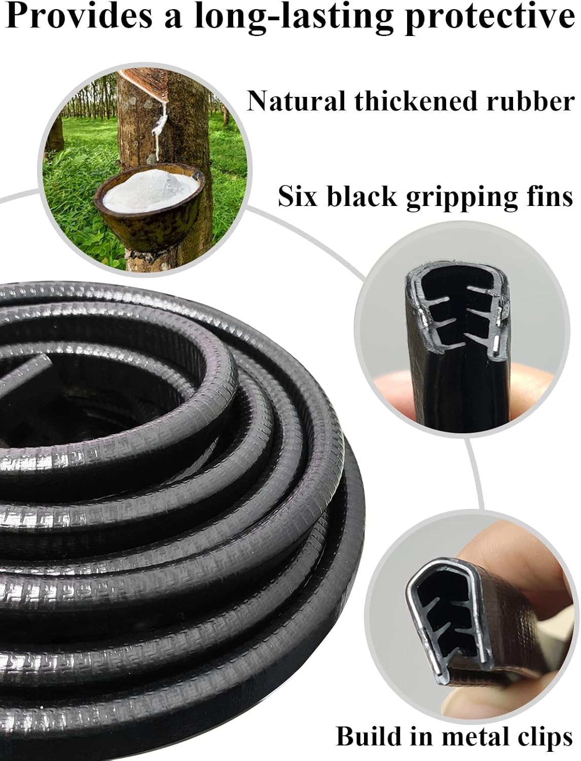 SYOAUTO Large Edge Trim Fits Edge 1/4 inch, 30 Feet (9 Meter) Black Rubber Edge Boat Trim Molding