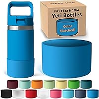 Vista 14 de Jmoe USA Bota de silicona para botella Yeti Rambler Jr de 12 y 18 onzas, funda de 0.079 in, funda antideslizante, protector para la parte inferior