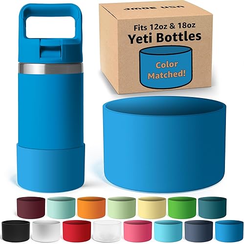 Miniatura 14 de Jmoe USA Bota de silicona para botella Yeti Rambler Jr de 12 y 18 onzas, funda de 0.079 in, funda antideslizante, protector para la parte inferior