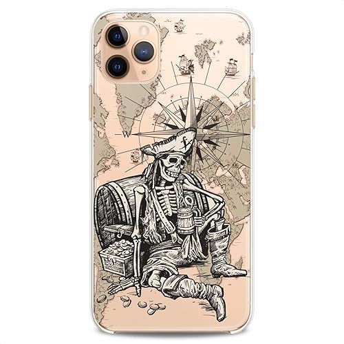 Miniatura 5 de Cavka Funda de TPU compatible con iPhone 16e 15 14 13 12 11 Pro Max Plus Mini Xs Xr X 8 7 6 5 SE Dead Pirate Clear Traveling Ghost of Ocean Cute