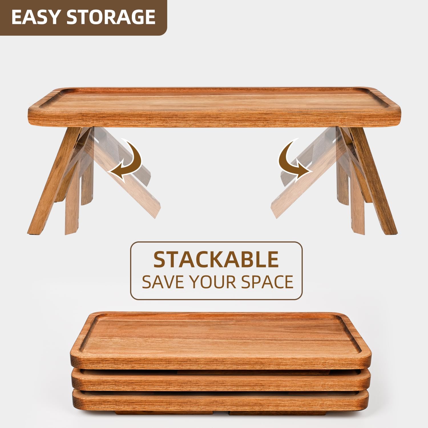 GEHE 3 Tier Serving Tray Acacia Wooden Tiered Tray Stand Foldable Dessert Table Display Set Decor Charcuterie Boards for Party, Birthday, Wedding, Christmas - Image 6