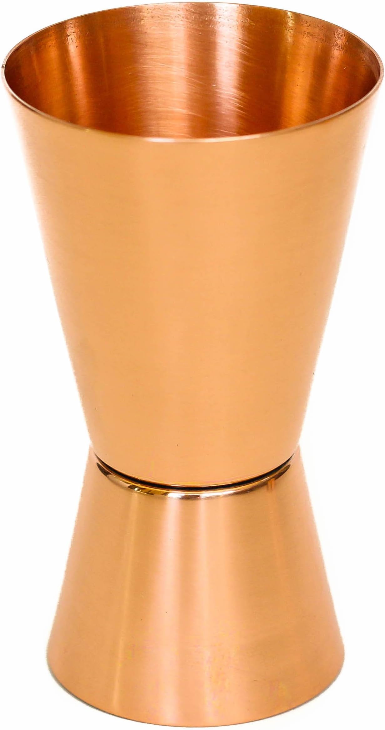 Copper Jigger Shot Glasses - 100% Copper Double Jiggers - 2oz / 1oz, 3 5/8" Tall (Smooth Copper, 1)