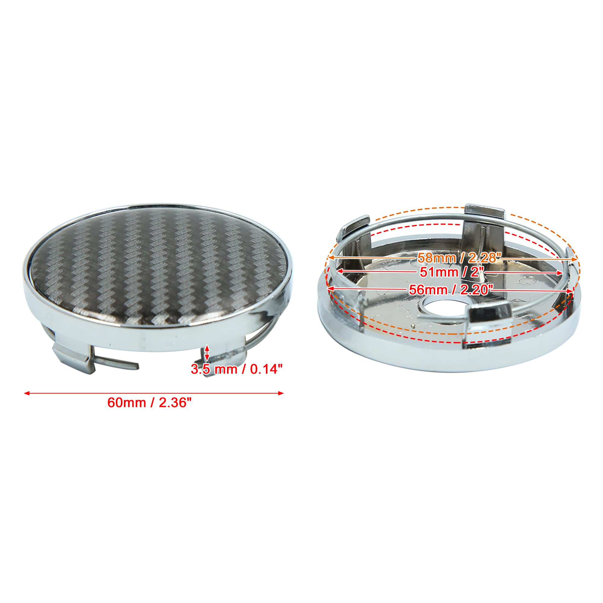 Rim Wheel X AUTOHAUX 60mm Wheel Center Caps - 4PCS Black Hub Caps With ...