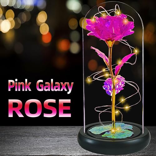Miniatura 2 de Jeekgsk Regalos de cumpleaños para mujeres, regalos de flores para ella, dura para siempre en una cúpula de cristal, rosas artificiales cálidas,