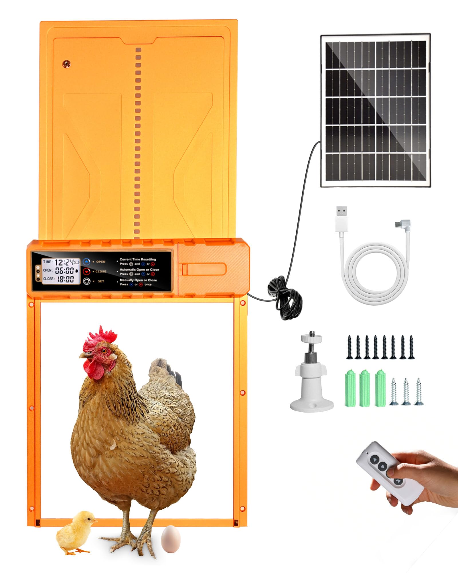 Porta automatica per pollaio con alimentazione solare, porta automatica per pollo con grandi dimensioni 10,8 "x 14,2", design anti-pizzico, lega di alluminio e resistente alle intemperie, per pollo da