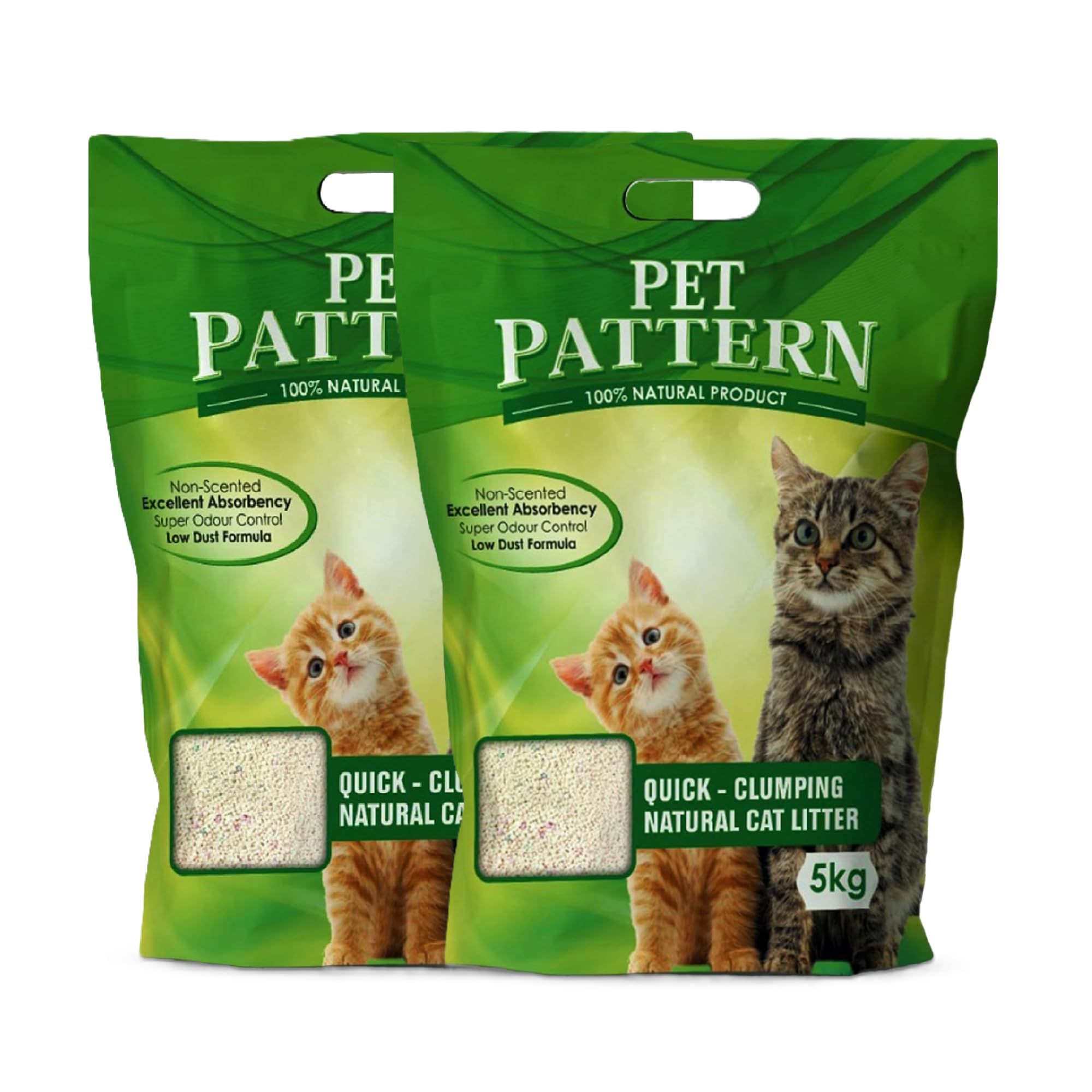 PET PATTERN CAT Litter Sand for CAT 10KG, 99.99% Dust Free, Fast Clamping Natural Cat Litter 10kg (CAT Litter 5KG X 2 - Non Scented) DogsNCats - Authorised Partner