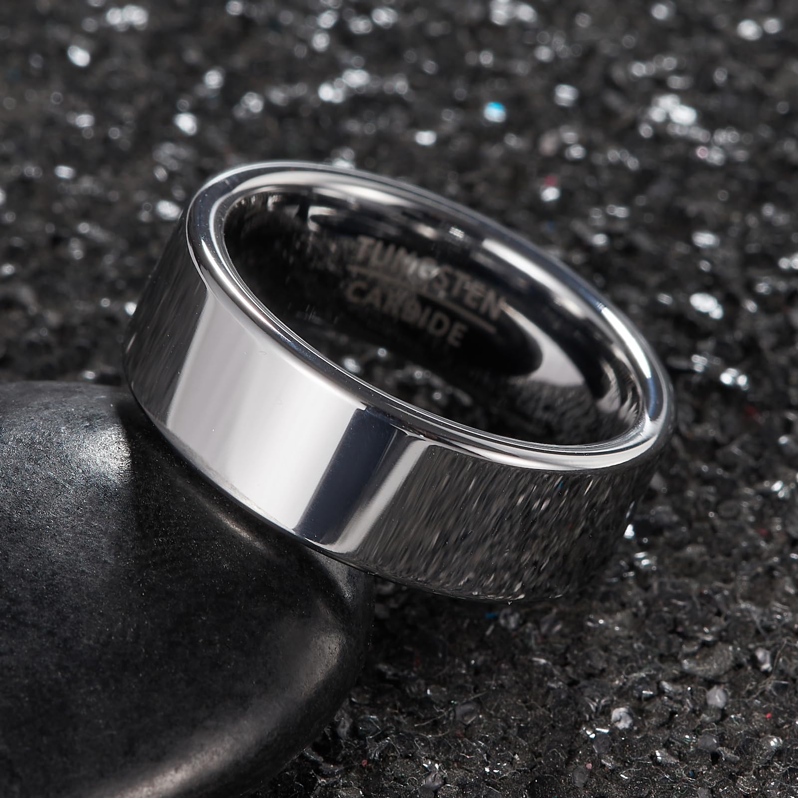 Fascia Piatta Classica - Anello Nuziale in Tungsteno Alta Lucidatura Larghezza 8mm per Uomo e Donna (Misura USA)