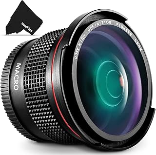 58mm Fisheye Lens for Canon Rebel T8i T7 T7i T6i T6S T6 T5i T5 T4i T3i T2i SL3 SL2 EOS 90D 80D 77D 70D 60D 760D 750D DSLR Camera, includes ultra soft cleaning cloth. Fisheye Lens for Underwater Photos