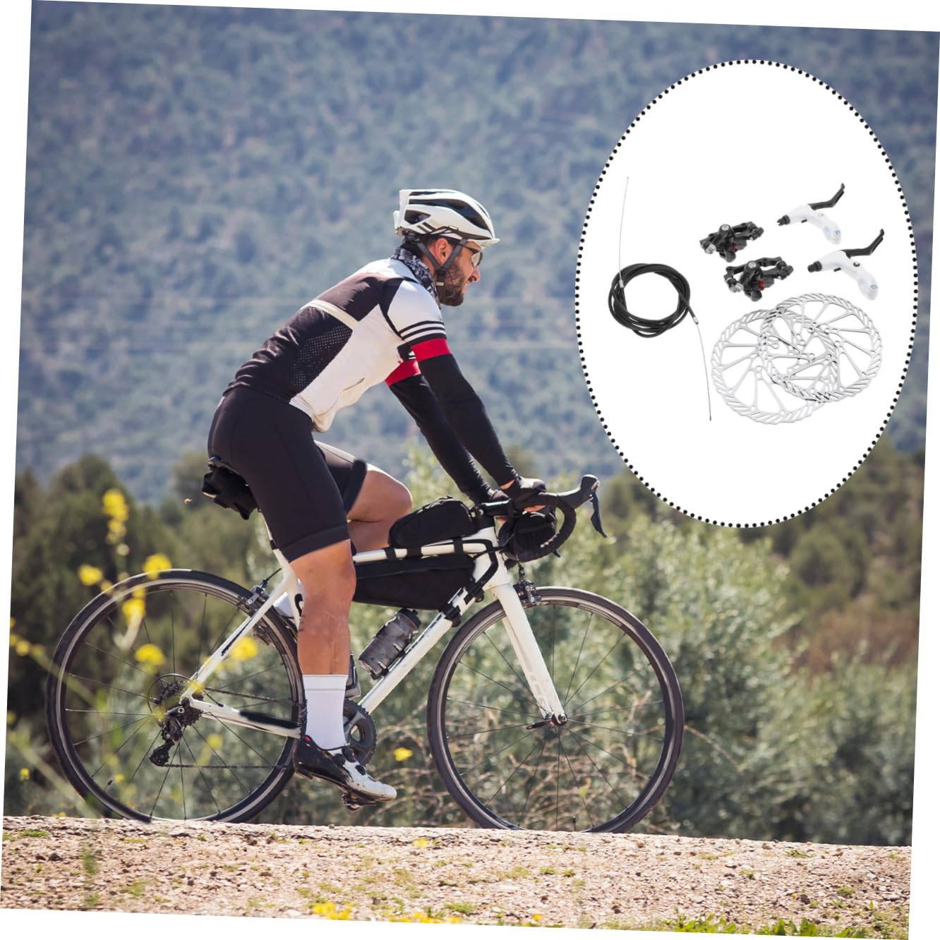 1 Satz Hydraulische Scheibenbremsen Set für Mountainbike Hochleistungs Bremszubehör mit Langlebigem Material Optimierter Wärmeableitung und Verbessertem Reibungskoeffizienten für