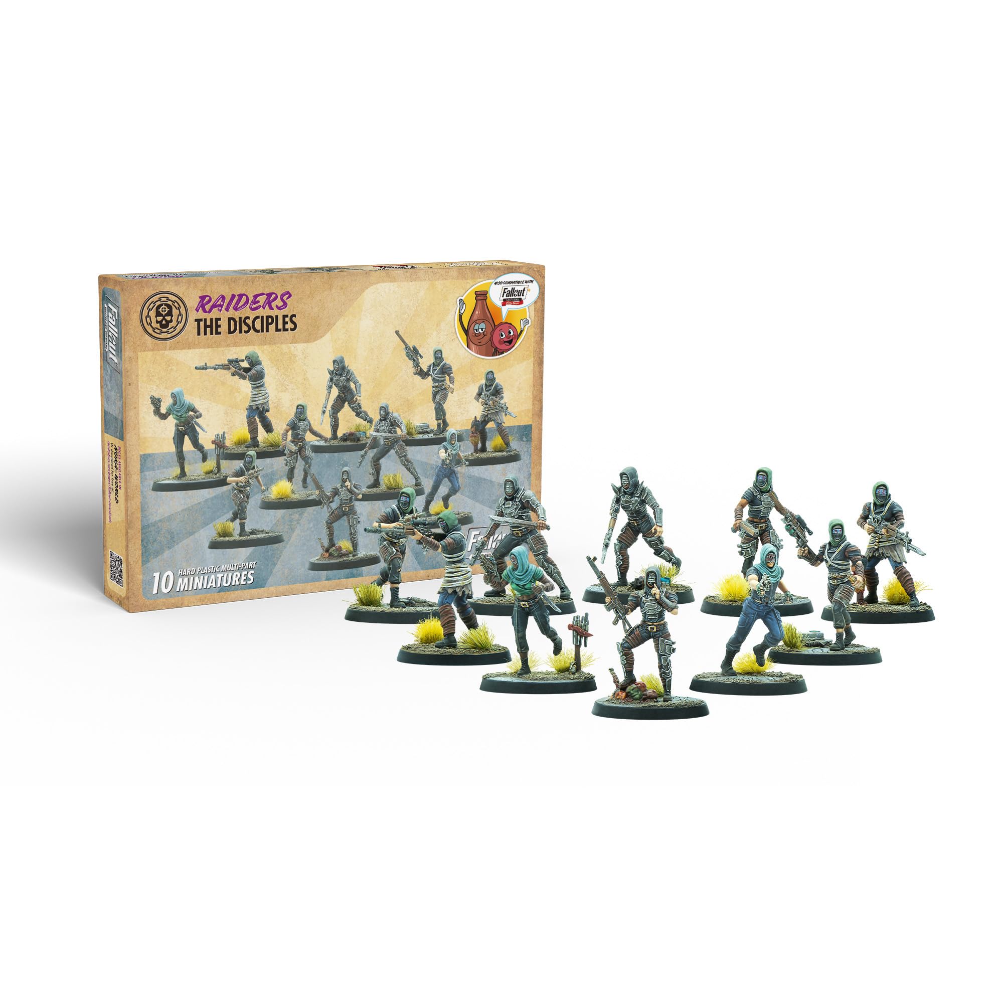Modiphius Entertainment: Fallout Wasteland Warfare: Raiders - The Disciples - 10 niemalowanych figurek, Nuka World Wave, miniatury kompatybilne z frakcjami