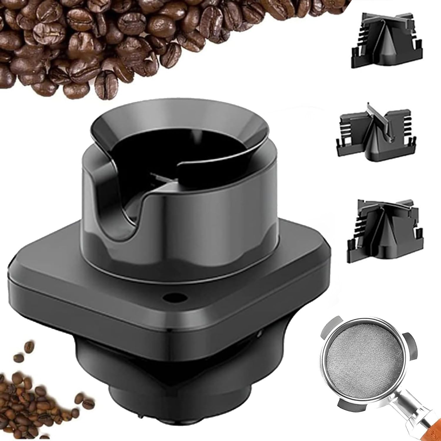 Qiang 30W Limpiador De Portafiltro De Café Eléctrico,Máquina Limpiador De Posos Café Automático con 3 Cabezales De Cepillo y Sensor De Seguridad Táctil Antifalso,Limpieza Rápida 3S,A