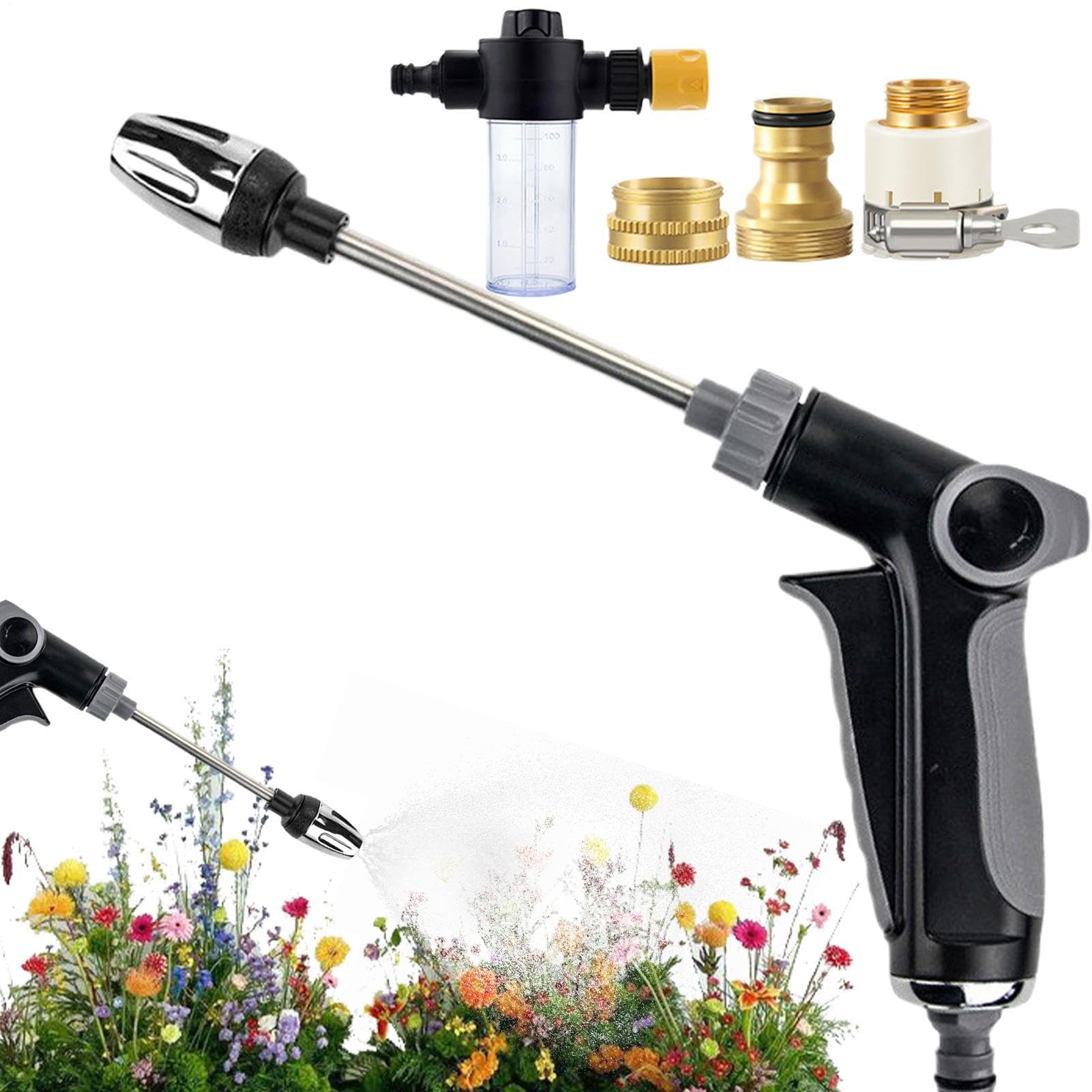Buse haute pression pour tuyau de jardin pulvérisateur aluminium pour lavage auto et pelouse