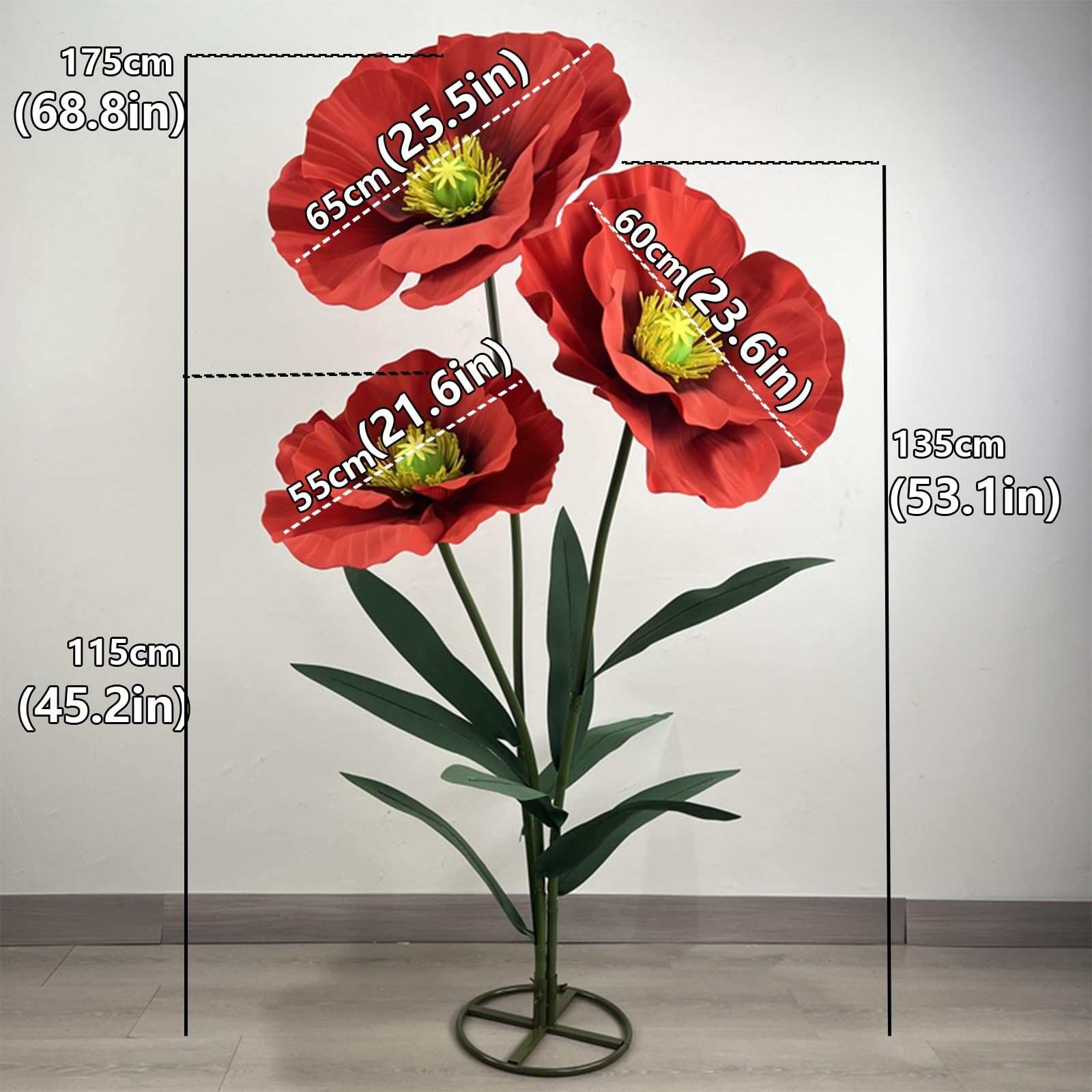 Fiori artificiali per decorazione, confezione da 3 composizioni floreali realistiche con base in piedi per matrimoni, ricevimenti, centrotavola, feste, casa