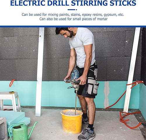 Miniatura 5 de MARURY Mezclador de cemento de resina epoxi, mezclador de pintura de barro, accesorio de taladro largo, herramienta de pala, herramientas de
