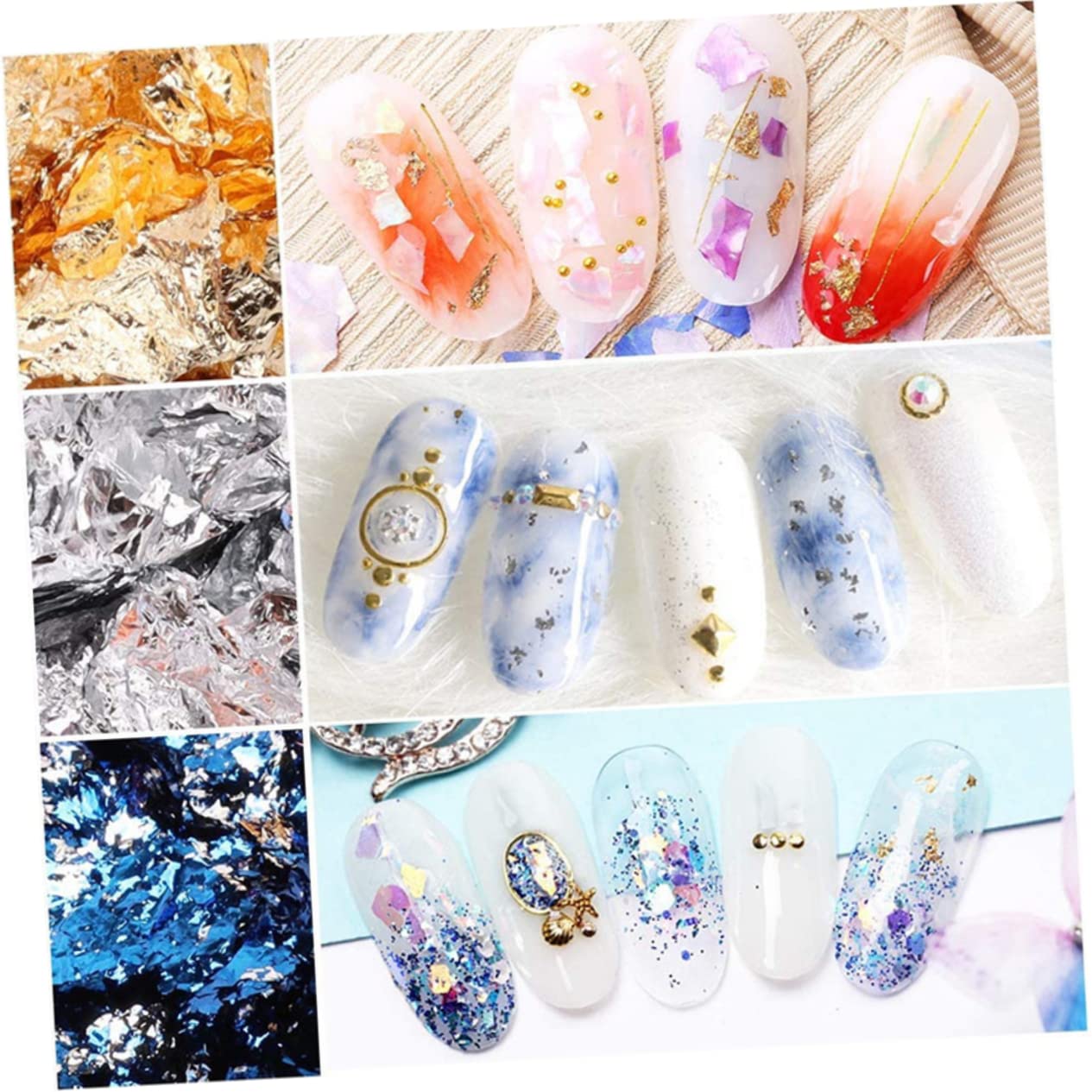 3 Set Lamina D'oro Per Nail Art Paillettes Per Unghie Lamina Glitter Per Unghie Scaglie Di Lamina Per Unghie Pigmento Per Unghie Decalcomanie Per Unghie Foglia D'oro Dipinto