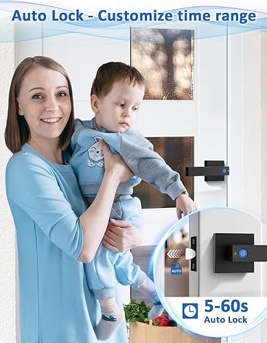 Miniatura 7 de Cerradura de puerta de huellas dactilares, perilla de puerta biométrica con cerradura inteligente, cerradura de manija de puerta de entrada sin