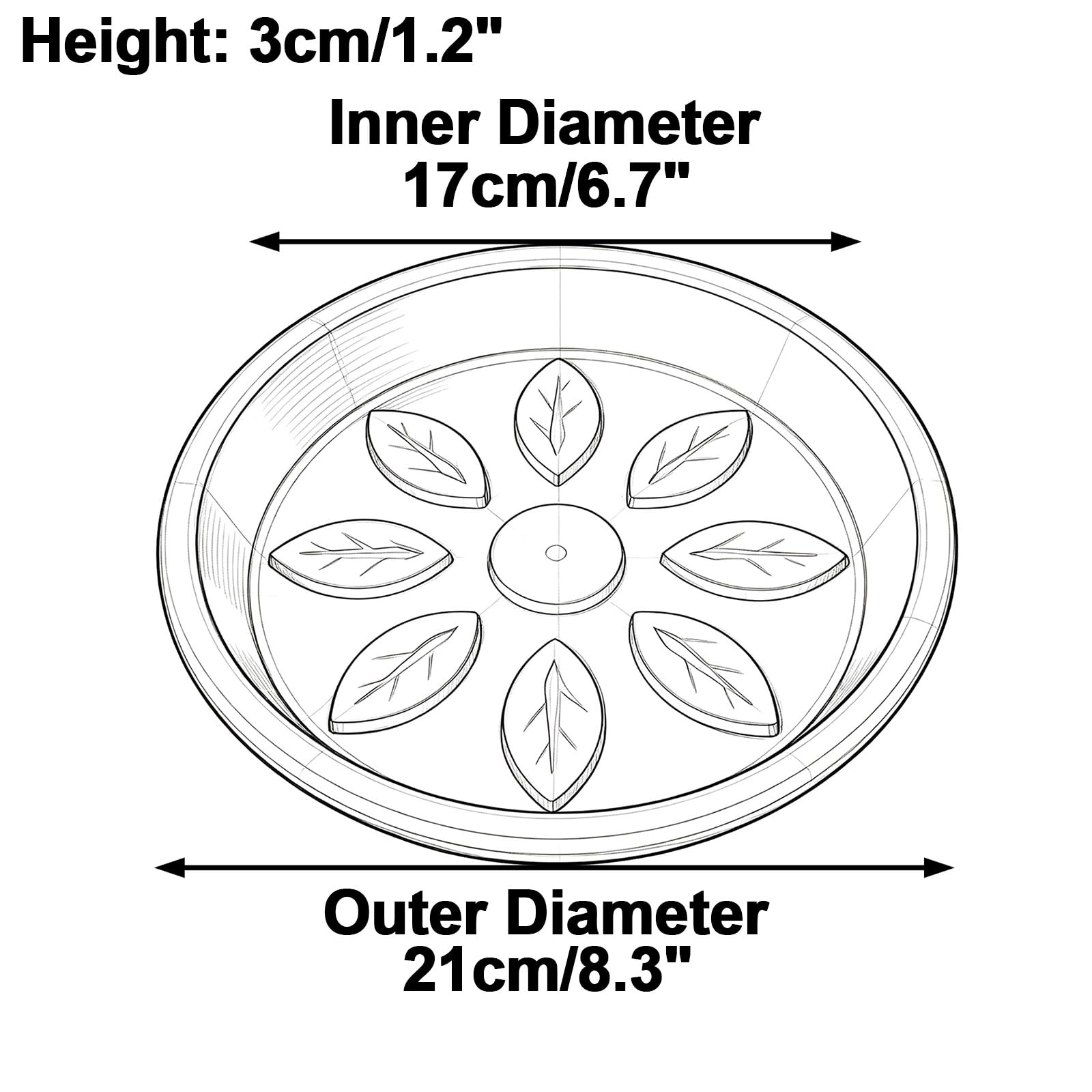 Plato para Macetas de Resina PP con Diseño Hoja, Bandejas, 3 Pzs | Bandeja para Macetas Robusta Borde Profundo para Macetas de Jardín Interior y Exterior(Green,21x3cm/8.3x1.2in)