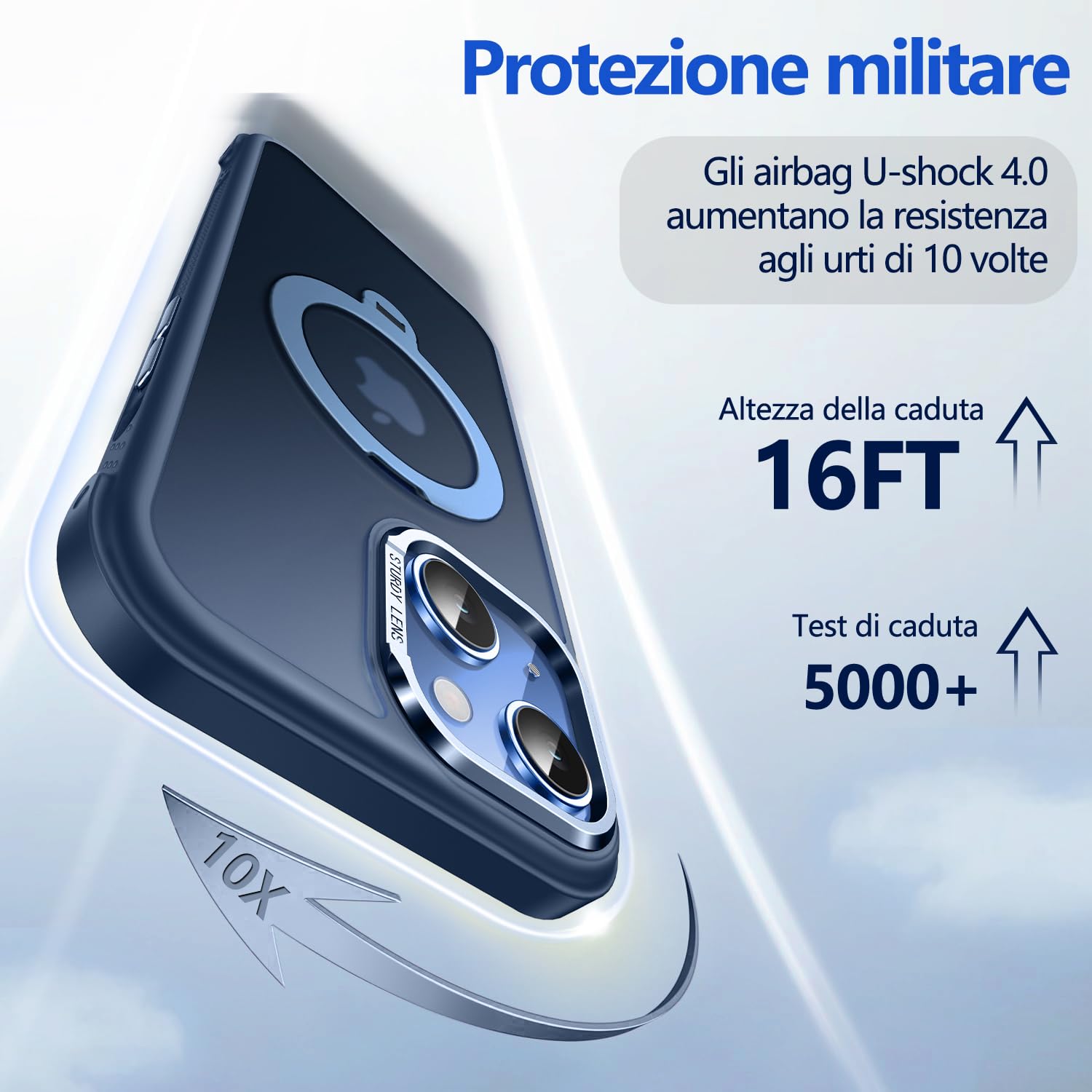 Custodia O3 Mag-Stand per iPhone 13/14 con Supporto a 360°,[Compatibile con MagSafe][Eccezionalmente Delicata Sulla Pelle] Sottile Eopaca Magnetica Traslucida 6,1, Nero Opaco
