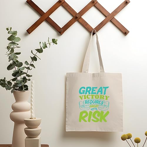 Miniatura 2 de Victory Day Gift Idea Great Risk for Great Reward Natural White Multicolor Canvas Tote Bag