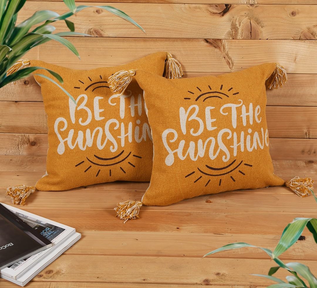 Kravika® Yellow and Green Combo Cushion Covers, Set of 2, Size 16"X16" Inch(40X40 cm), Multipurpose Throw Pillow for Sofa/Couch (Stone WASH-Combo, 2) (B0D115322V) Amazon Price History, Amazon Price Tracker