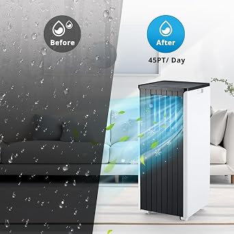 8000 BTUs Portable Air Conditioner - 3-in-1 Air Conditioners with Cooling, Dehumidifying & Fan Modes, 300 CFM, Mobile AC Unit for Rooms Ultra Quiet, Temperature Control 61-88F, Black Top Cover