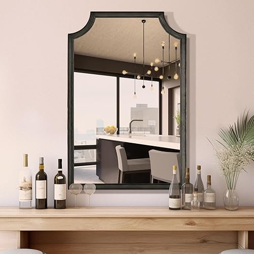 Miniatura 3 de WallBeyond Espejo de madera festoneada para tocador de baño pequeño de 20 x 30 pulgadas, espejo de pared rectangular para decoración de pasillo,