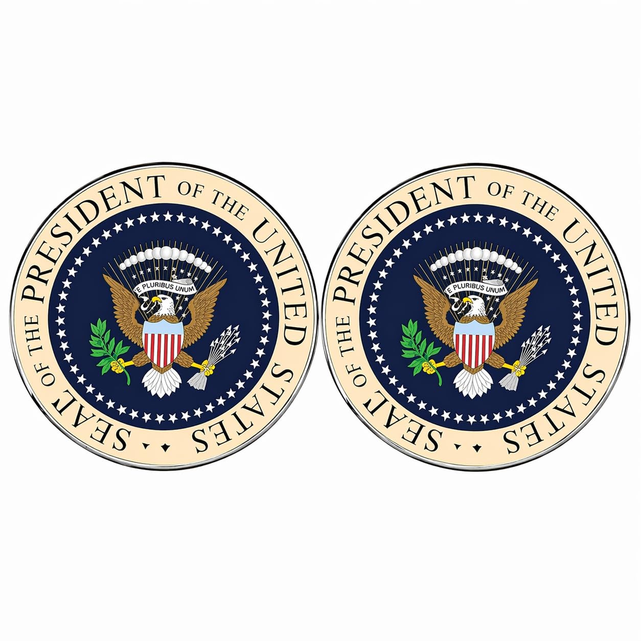 2 Pcs President of The United States Seal Presidential Pins, Patriot USA Logo Round Button Pins, Men's and Women's Metal Alloy Lapel Pins