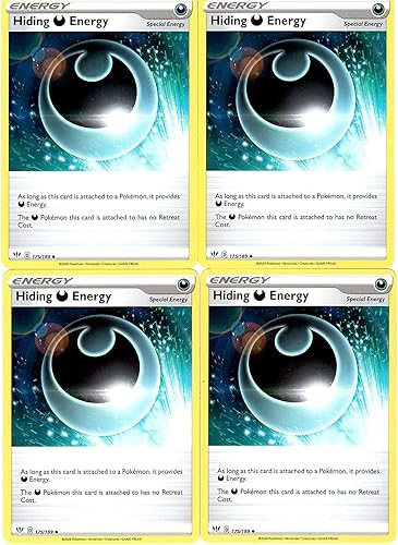 Pokemon Hiding Energy 175189 - Juego de tarjetas de energía especial Darkness Ablaze - 4 lotes de tarjetas (juego)