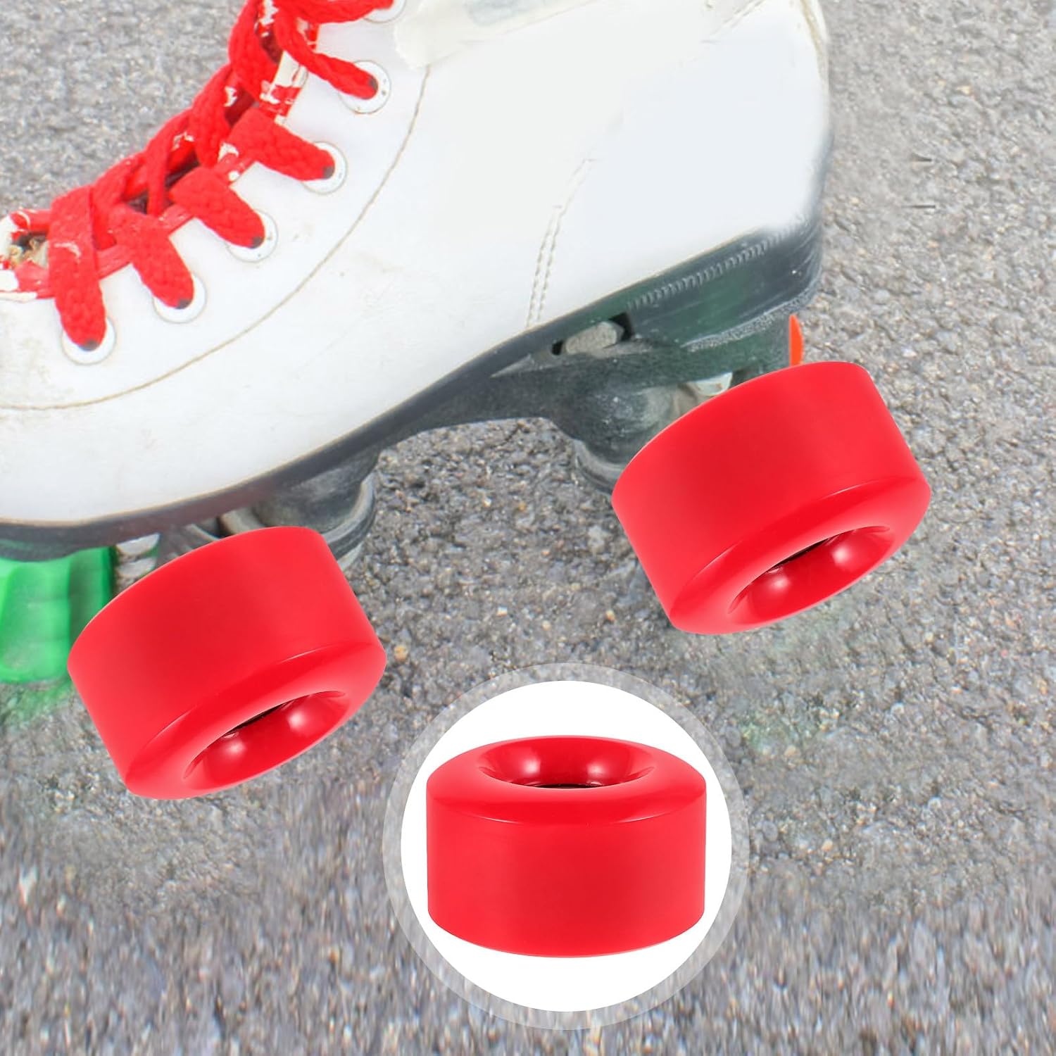 Cabilock 4pcs Replaceable Roller Skate Wheels Pu High Elastic Non-light-up Skateboard Wheels Set for Double Row Roller Skates Suitable for Indoor and Outdoor Use
