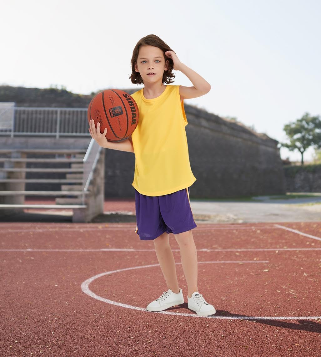 4 Pack Boys/Kids/Teens Quick Dry Tank Tops Mesh Moisture Wicking Athletic Performance Sleeveless Shirts(Age 4-18Y) - Image 3