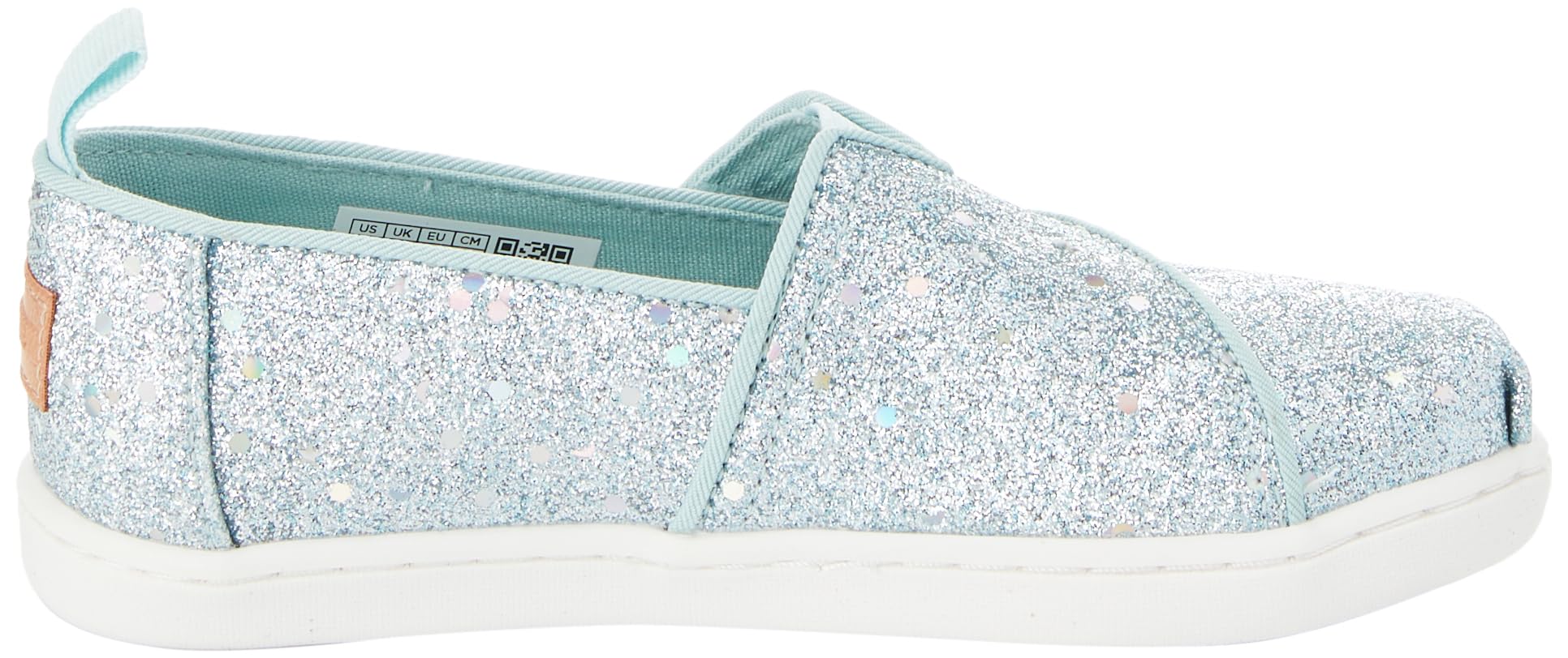 TOMS Youth Girl's Classic Alpargata Espadrille Loafer Flat, Light Mint Cosmic Glitter, 13.5 UK