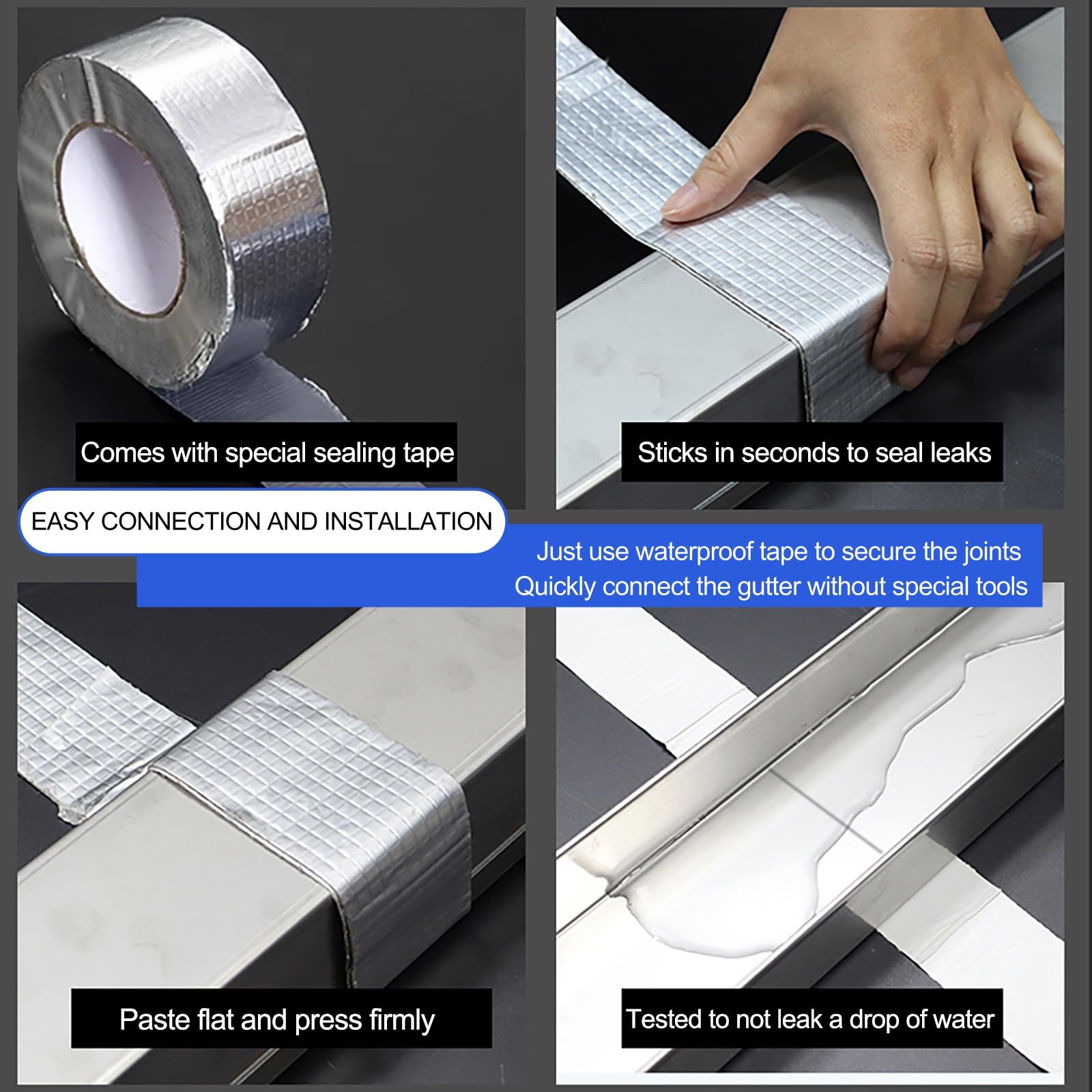Kit de caniveau linéaire en Acier Inoxydable - Couvercle Amovible pour terrasses, trottoirs et sols en béton (10 x 4 cm) - Système de Drainage extérieur Efficace