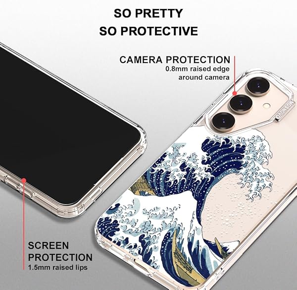 MOSNOVO für Samsung Galaxy S25 / Galaxy S24 Hülle – Durchsichtige, schlanke, stoßfeste TPU+PC-Handyhülle, [6,6 Fuß Fallschutz/Anti-Abziehen] - Große Welle - 4