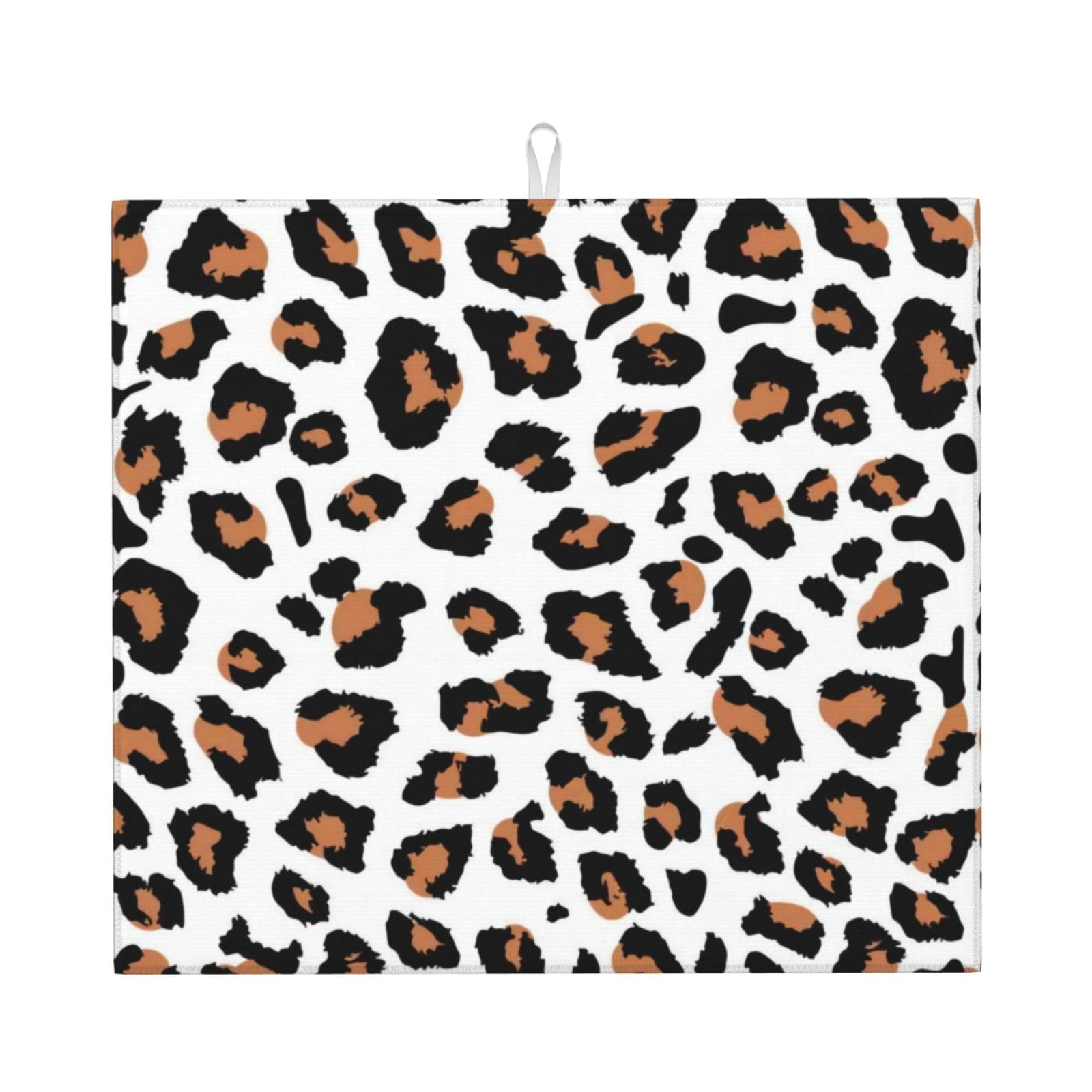 YYHHAOFA Leopard Prints Kitchen Drying Mat – Highly Absorbent Microfiber Throw, Non-Slip Counter Cover for Dishes, Fade-Resistant Print & Appliance Protection
