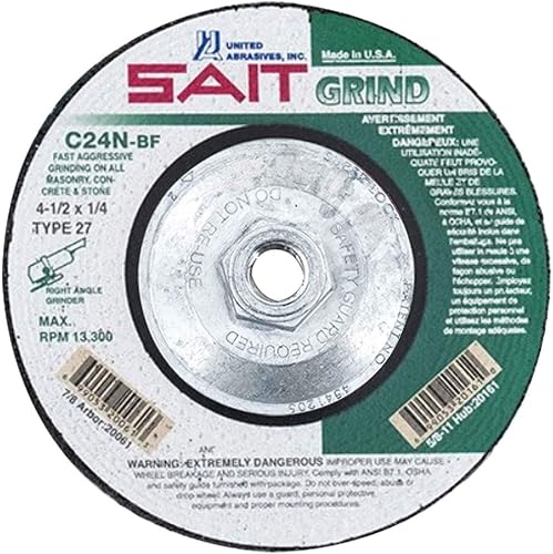4-1/2" X 1/4" X 5/8-11SAIT C24N - Concrete Depressed Center Wheel, Type 27, Box 