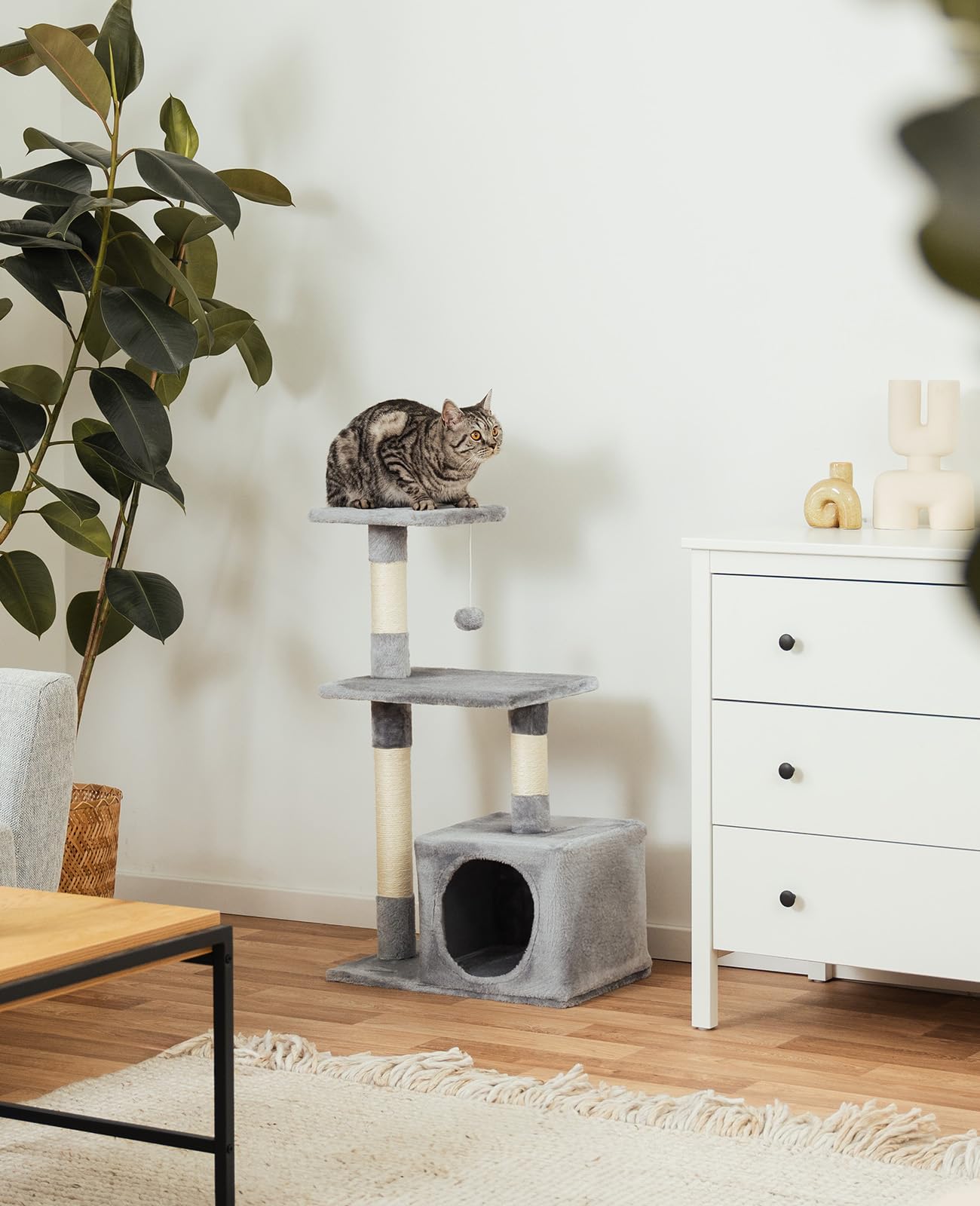 lionto Tiragraffi per Gatto Albero Tiragraffi Gatto Gioco Giocattolo Gatti Altezza 85 cm, Grigio Chiaro
