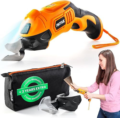 Miniatura 7 de Antive Tijeras eléctricas para tela cartón y plástico  Tijeras eléctricas recargables para material con 2 cuchillas incluidas  Tijeras eléctricas de