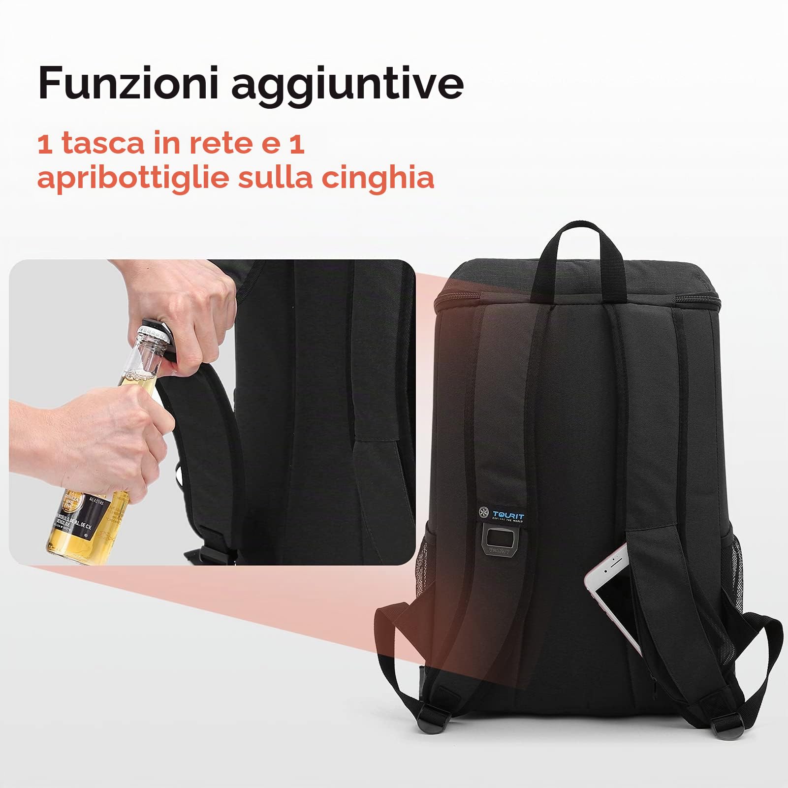 TOURIT Zaino Termico Frigo 28 L Borsa Termica Porta Pranzo Borsa Frigo Isoterma per Campeggio, Picnic, Barbecue, Eventi Sportivi