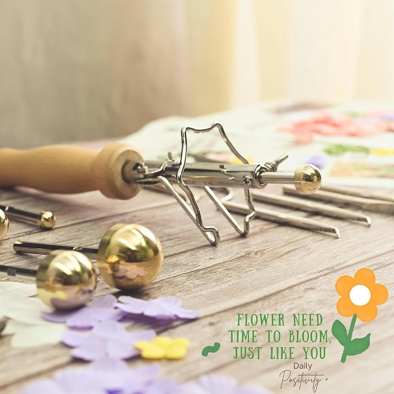 Electric Fabric Flower Maker, Artificial Flower Ironing Machine, 17 Heads Fake Flower Making Tool Set, Adjustable Temperature, Suitable for Fake Flower Making