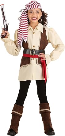 Girls Pirate Costume | Cavalier Buccaneer Princess Party Dress with Accessories for Halloween, Cosplay