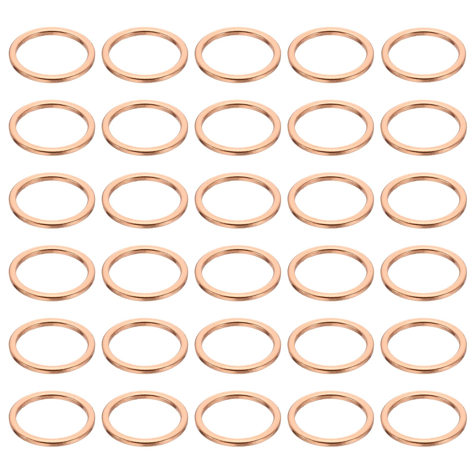 sourcing map 52 Pcs Flat Copper Washers, 18x22x1.5mm Copper Upgraded Flat Metric Sealing Crush Ring Washers for Hydraulic Fittings Screw Bolt Nut Electronic Repair